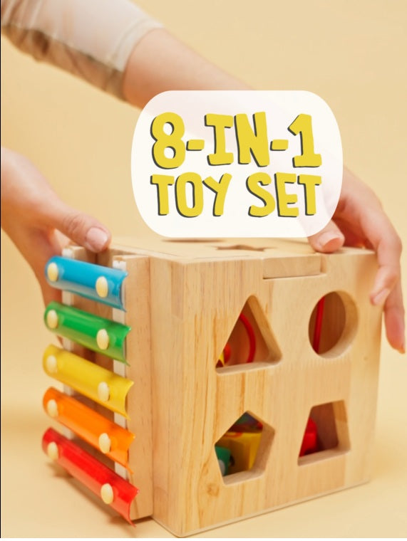 Demo 8-in-1 Wooden Activity Cube Montessori Toy